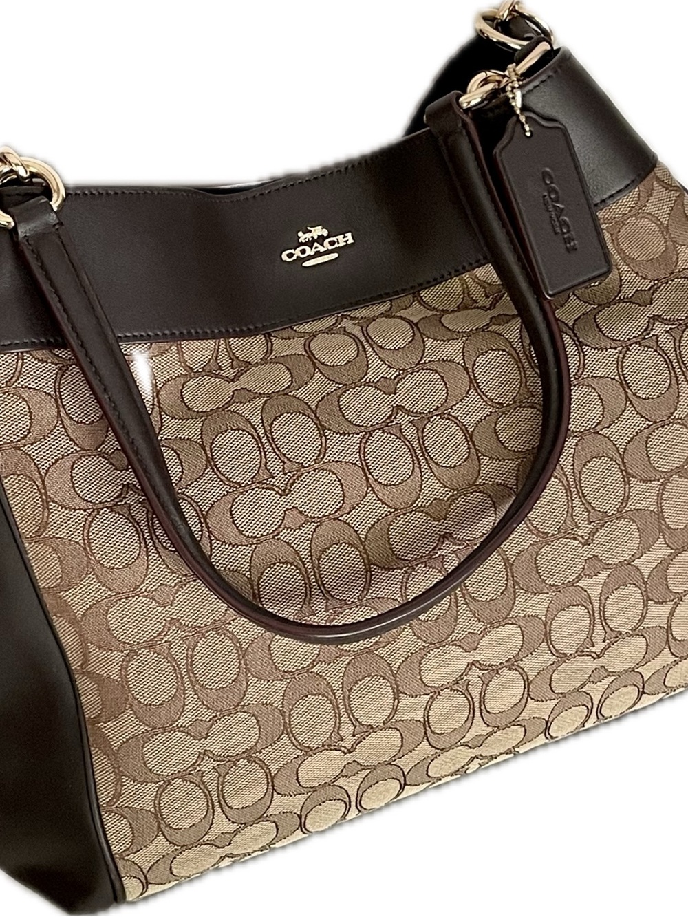 Coach Lexy Signature Jacquard & Leather Shoulder Bag - Picture 2 of 10